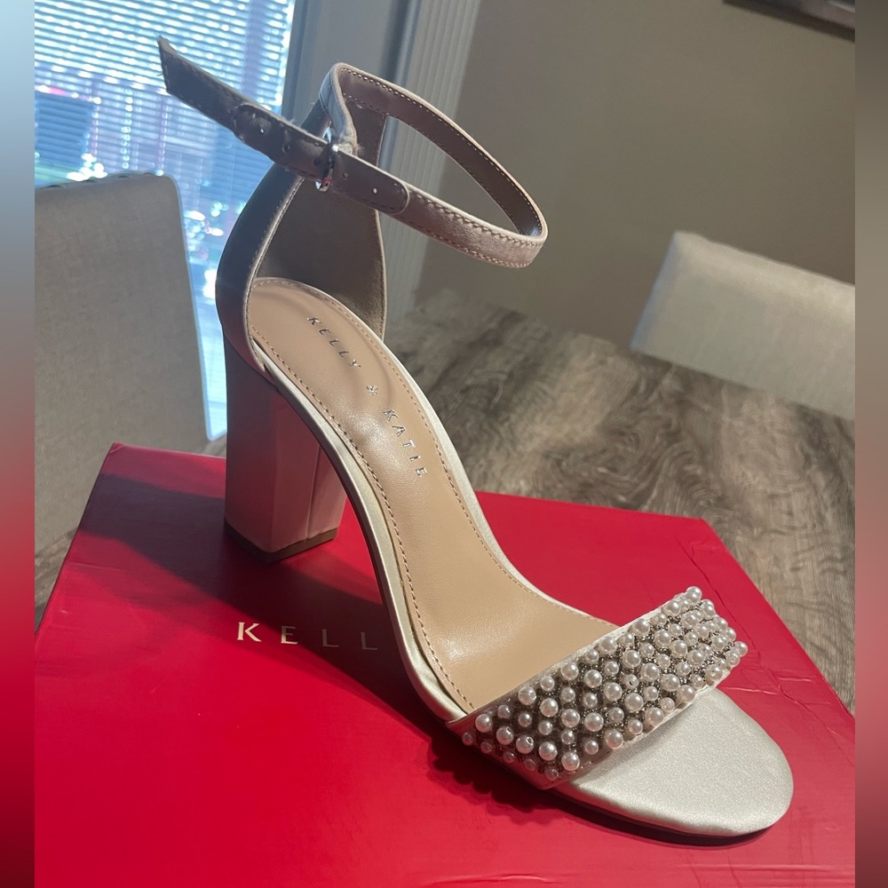 Kelly & Katie Pearl Embellished Cream Heels